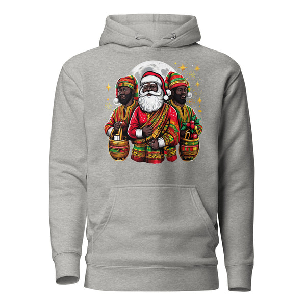 Festive African Santa and His Elfs Unisex Hoodie - Unique Christmas Gift