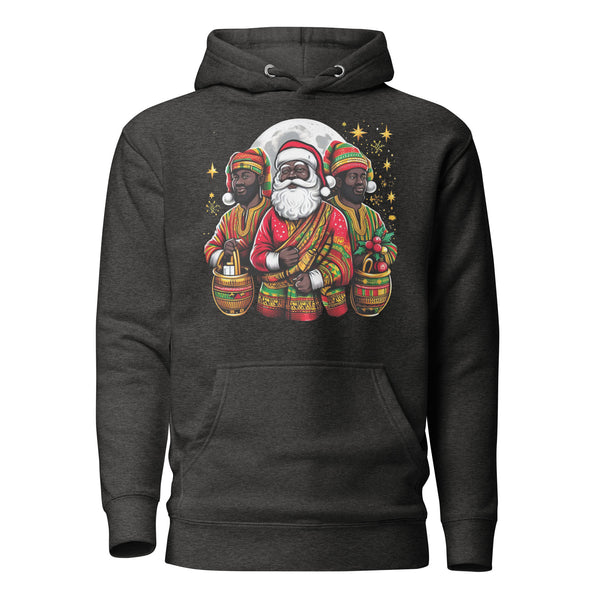 Festive African Santa and His Elfs Unisex Hoodie - Unique Christmas Gift