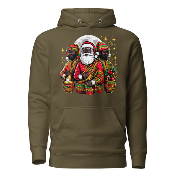 Festive African Santa and His Elfs Unisex Hoodie - Unique Christmas Gift