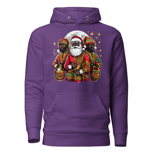 Festive African Santa and His Elfs Unisex Hoodie - Unique Christmas Gift