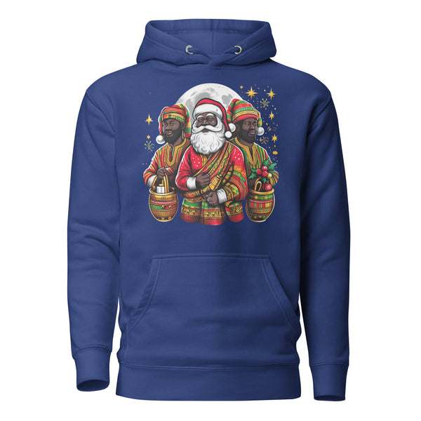 Festive African Santa and His Elfs Unisex Hoodie - Unique Christmas Gift