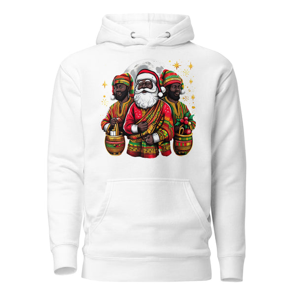 Festive African Santa and His Elfs Unisex Hoodie - Unique Christmas Gift