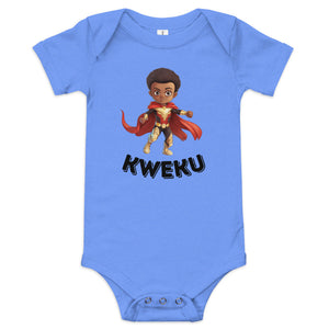 Kweku Akan Wednesday Day Born Ghana Baby Short Sleeve One Piece, Ghana Gift with Boy Superhero