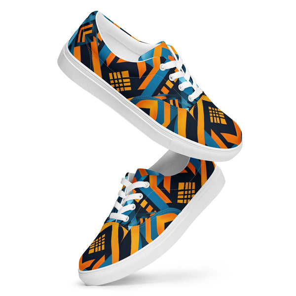 Women’s Blue Kente Lace-up Canvas Shoes