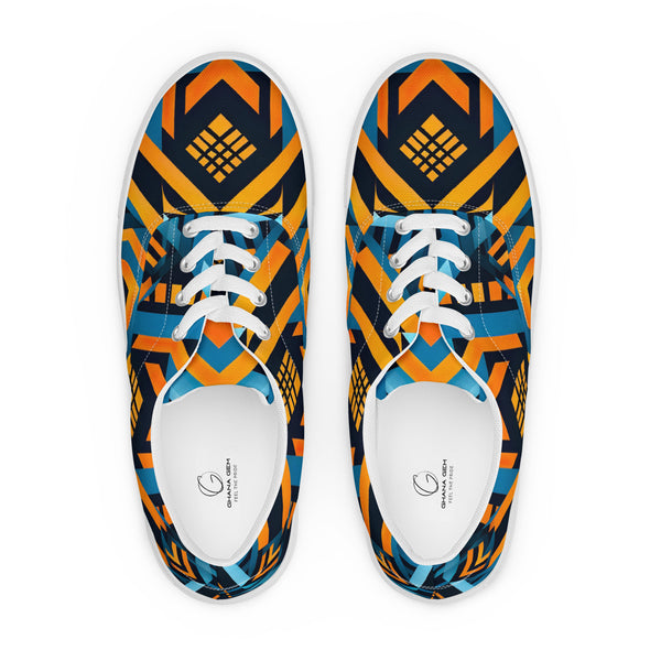 Women’s Blue Kente Lace-up Canvas Shoes