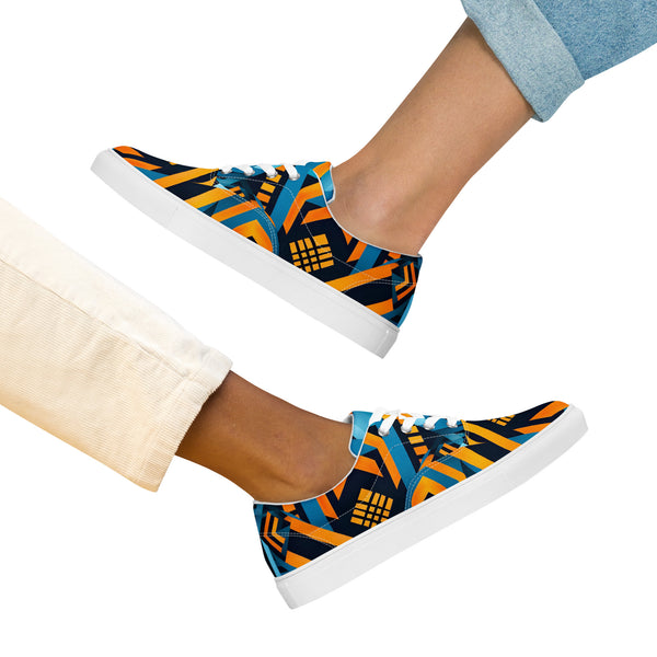 Women’s Blue Kente Lace-up Canvas Shoes