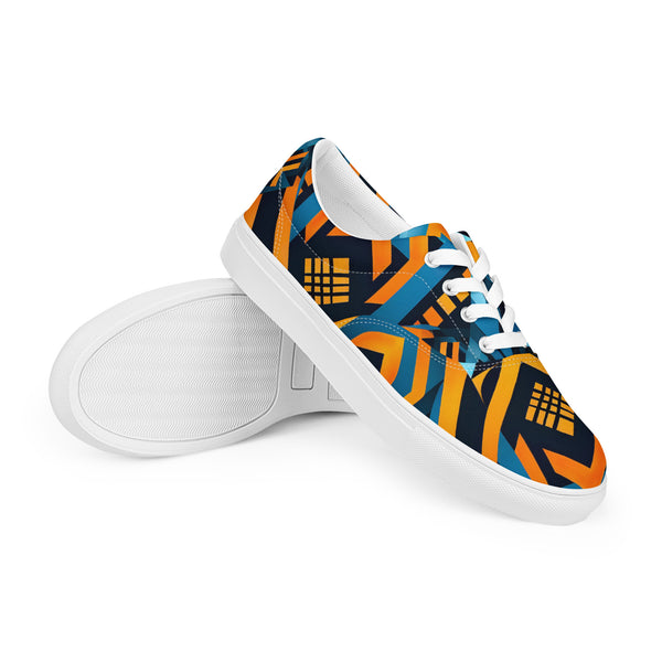 Women’s Blue Kente Lace-up Canvas Shoes