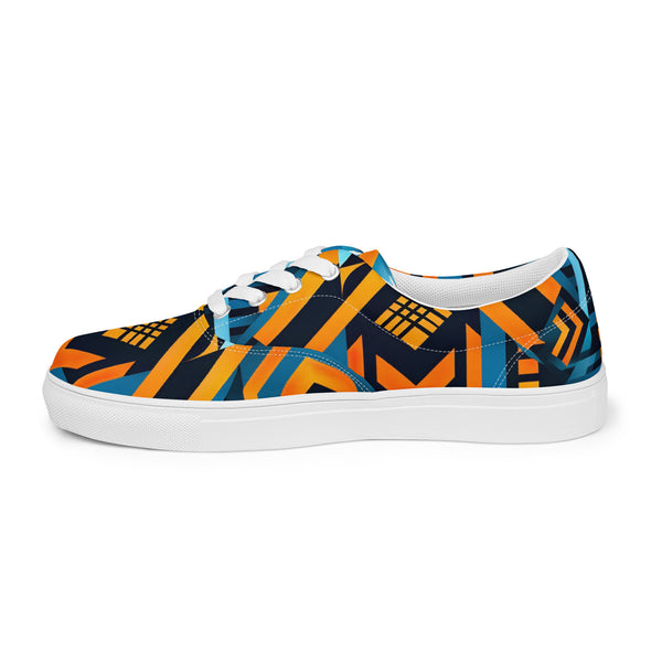 Women’s Blue Kente Lace-up Canvas Shoes