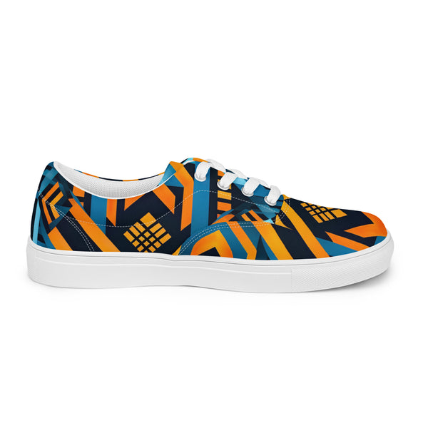 Women’s Blue Kente Lace-up Canvas Shoes